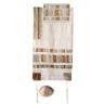 Yair Emanuel Raw Silk Appliqued Stripes Tallit in Gold