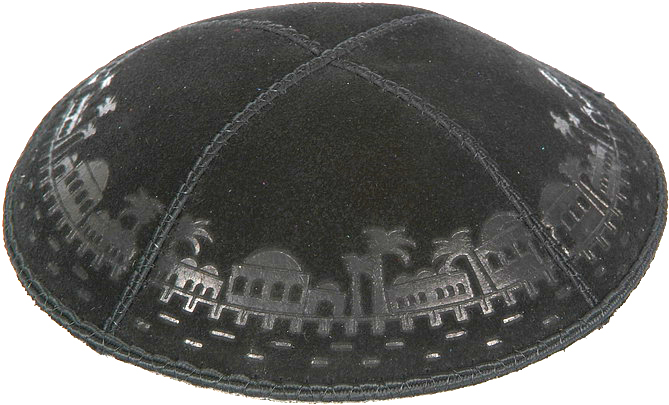 Jerusalem Border Embossed Kippah