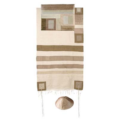 Yair Emanuel Gold Silk Tallit with Stripes